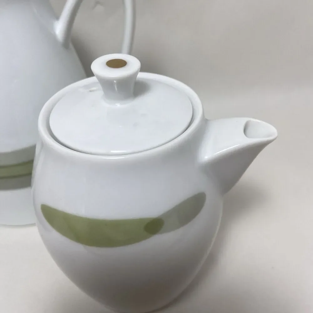 Noritake Green Island Saki Or Tea Pot with Creamer and Sugar Lot of 6  Japan